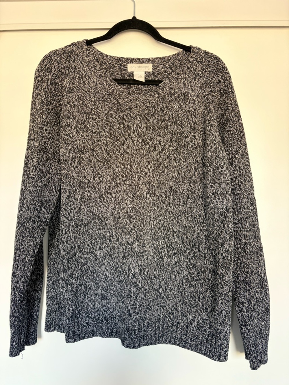 Cozy Marled Black & White Crewneck Sweater